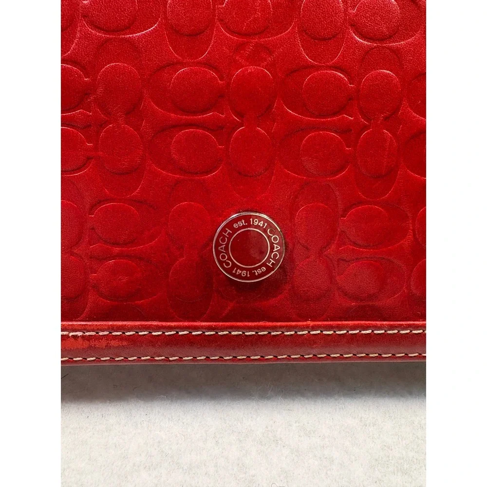 Coach 4321 Red Signature Embossed Leather Palm PDA Organizer Case Vintage